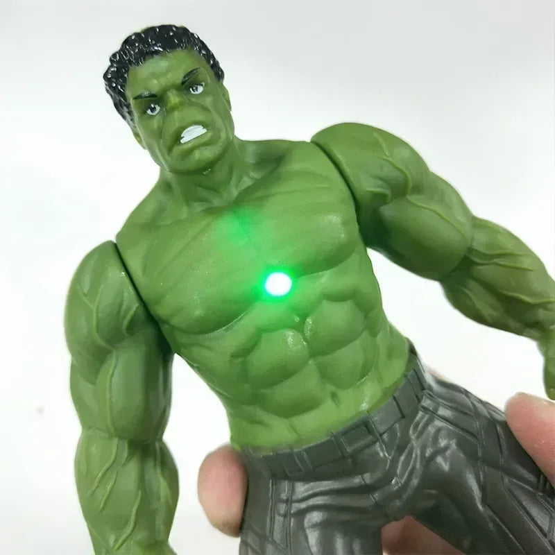 17cm Children Toys Marvel Anime Figures Spiderman Hulk Action Figure Iron Man Cartoon Kids Toy Christmas Gift Glow Doll Hobbies