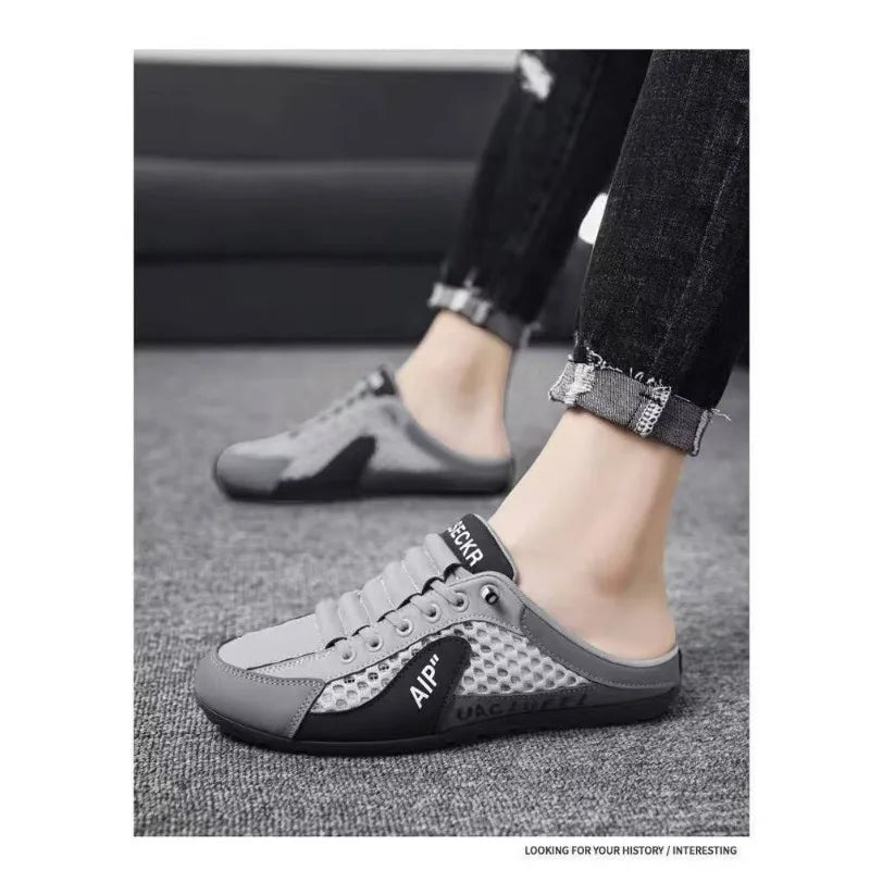 2025 Summer New Half Carrier Men's Shoes Soft Sole Casual Comfortable Sneakers Men's Slip-on Beanie Shoes sneakers for men