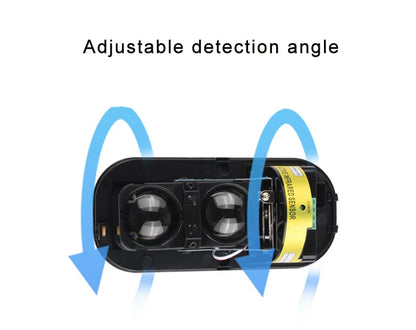 Detector de infrarrojos antilluvia de dos haces con alarma y sensor, distancia de detección de 150 m para seguridad en exteriores.