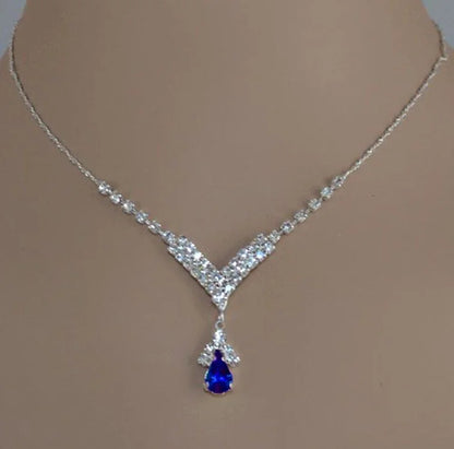 Collar de mujer con incrustaciones de circonita y gotas de agua de colores azul, verde y rojo, accesorios de moda