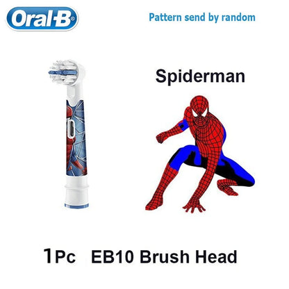 Recambio de cabezales de repuesto para cepillo de dientes eléctrico Oral B EB10 Kids, con cerdas suaves y cabezal redondo pequeño, ideal para limpieza dental de Spiderman y Frozen.