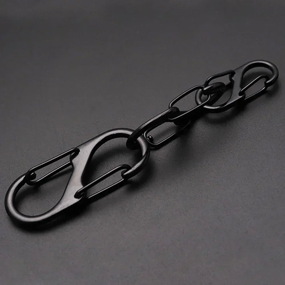 10Pcs S Type Mini Keychain Hook Stainless Steel Carabiner With Lock Anti-Theft Outdoor Camping Backpack Buckle Key-Lock Tool
