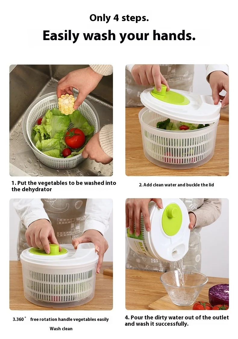Multifunctional Household Manual Vegetable Dehydrator - Salad Spinner with Fruit, Lettuce Drain Basket | Home Kitchen Gadgets