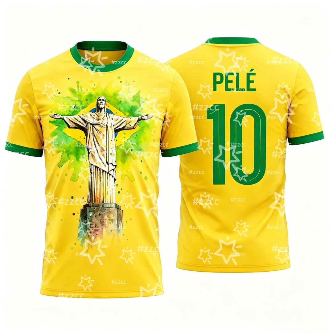 2026 Pelé Brazil Team Football Jersey Match & Training Kit Summer Sports Men's T-Shirt Children's Clothing Tee Y2k Woman