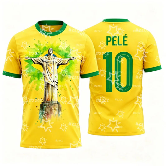 2026 Pelé Brazil Team Football Jersey Match & Training Kit Summer Sports Men's T-Shirt Children's Clothing Tee Y2k Woman
