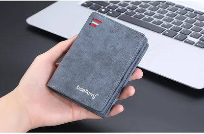 New Leather Men Wallets High Quality Zipper Short Desigh  Wallet Hipster Credit Card Holders Inserts Coin Purses Vintage Walltes