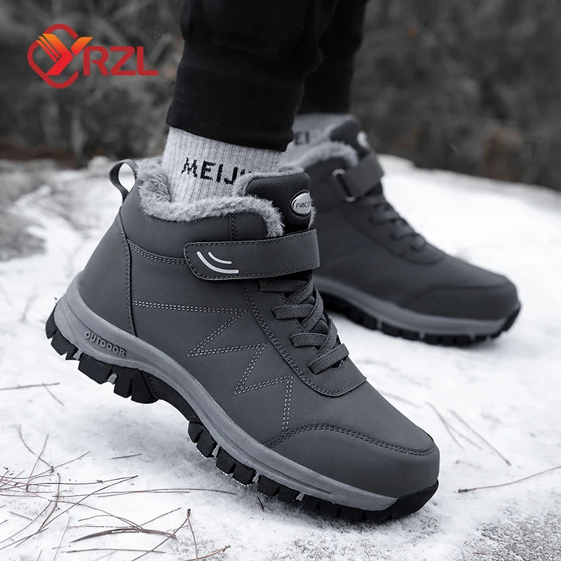 Botas de nieve YRZL para hombre, zapatillas impermeables, botas de felpa súper cálidas para mujer, botas de senderismo antideslizantes para exteriores, zapatos de trabajo para invierno