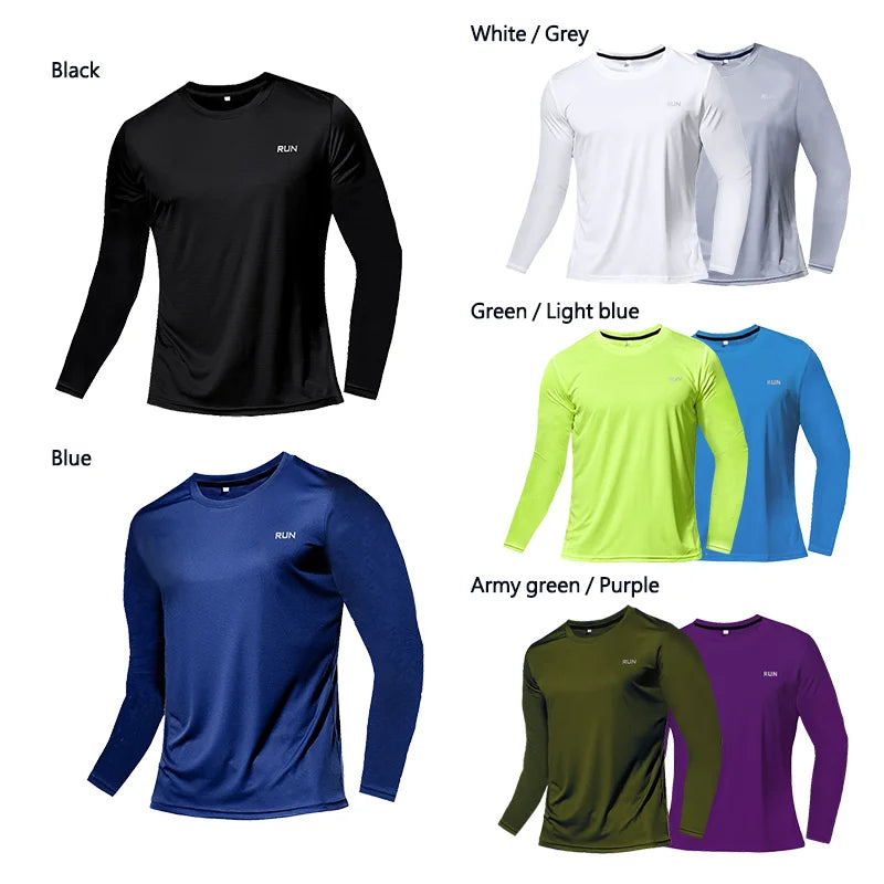 Long and Short-Sleeved T-Shirt Fitness Sports Tops Morning Running Ice Silk Quick Dry Outdoor Mountaineering Gym Clothing Men