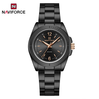 NAVIFORCE Women Watches Stainless Steel Sports Fashion Watch Waterproof Ladies Classic Wrist Watch Simple Luminous Girl Clock