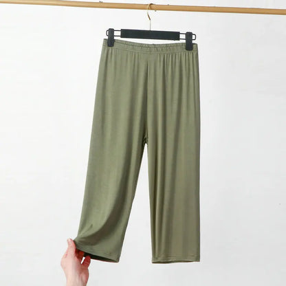 XL a 8XL verão modal leggings bezerro comprimento cintura alta tamanho grande estiramento casual emagrecimento básico calças curtas calças de dormir