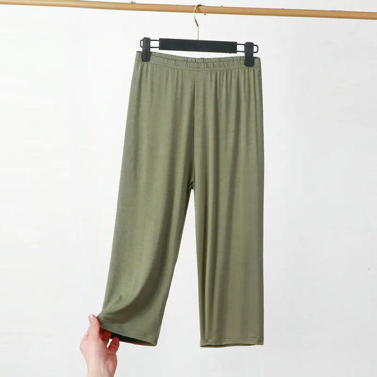 XL a 8XL verão modal leggings bezerro comprimento cintura alta tamanho grande estiramento casual emagrecimento básico calças curtas calças de dormir