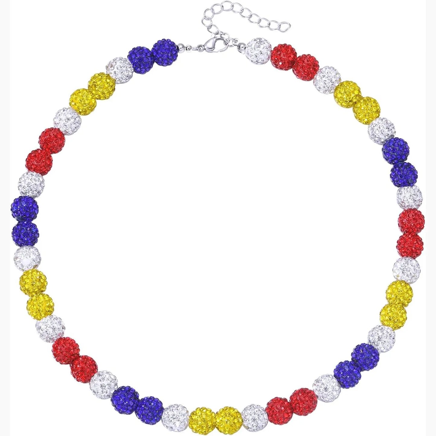 Collar de cadena de cuentas de béisbol para hombre, colección Shiny Ice, collar de béisbol, regalo para niños, amantes de los equipos de béisbol, 45 cm 