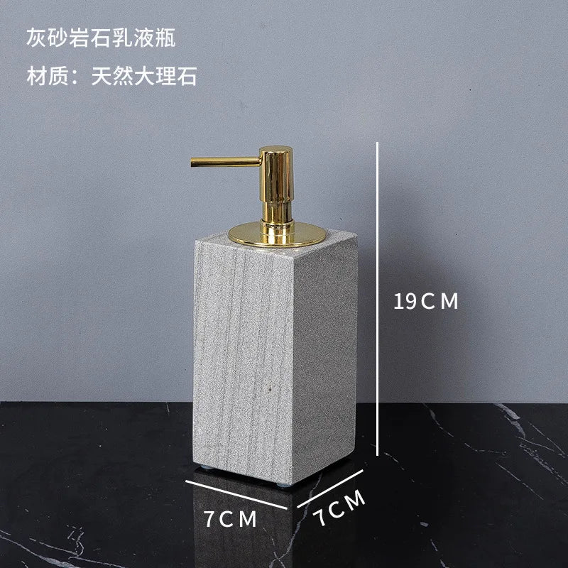 Nordic natural grey marble bathroom accessories Soap dispenser cotton swab jar tissue box soap dish tray bathroom decoration