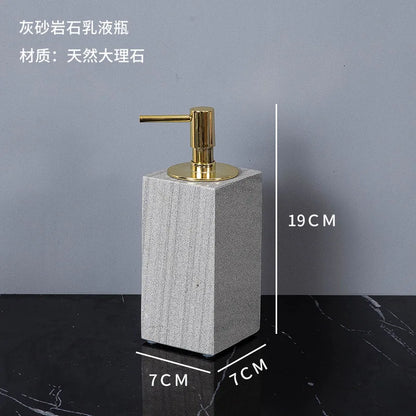Nordic natural grey marble bathroom accessories Soap dispenser cotton swab jar tissue box soap dish tray bathroom decoration