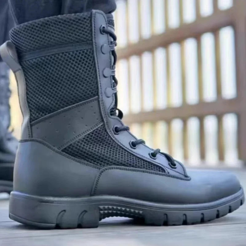 Summer Breathable Tactical boots Mesh Boot Waterproof Soft Shoe Wear-resistant Combat boot anti-skid Outdoor Hiking Walking Boot