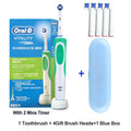 Cepillo de dientes eléctrico Oral B 2D, giratorio, con vibración, recargable, cerdas de acción cruzada, cuidado bucal, 4 cabezales de regalo gratis