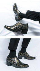 Fashion Buckle Leather Shoes For Men Big Size 46 Pointed Dress Shoes Man Quality Bussiness High Heels Shoes Man chaussure hommes