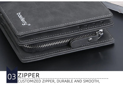 New Leather Men Wallets High Quality Zipper Short Desigh  Wallet Hipster Credit Card Holders Inserts Coin Purses Vintage Walltes