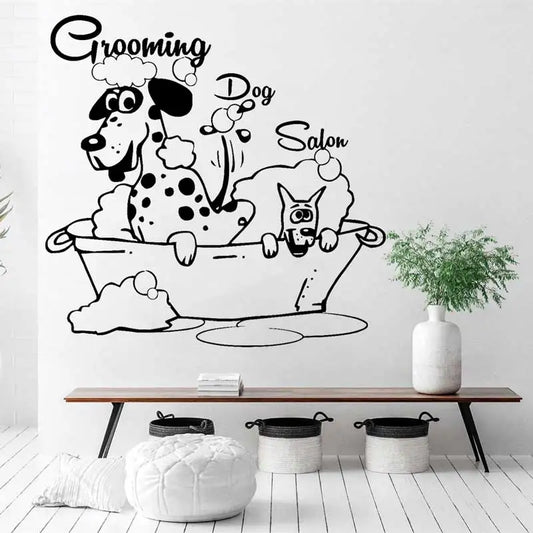 Pet Dog Grooming Wall Stickers Animal SPA Salon Shop Window Glass Decor Vinyl Wall Decals Home Pet Room Dress Up Stickers