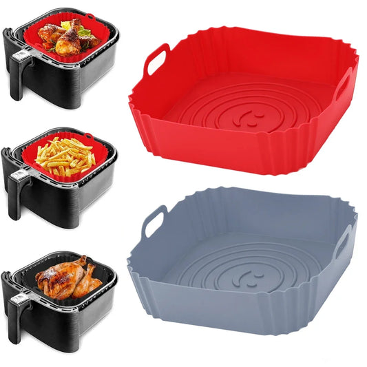 Revestimiento reutilizable para sartén de Airfryer, accesorios de silicona para freidoras de aire, bandeja para horno, pizza, pollo, Airfryer, molde de silicona antiadherente