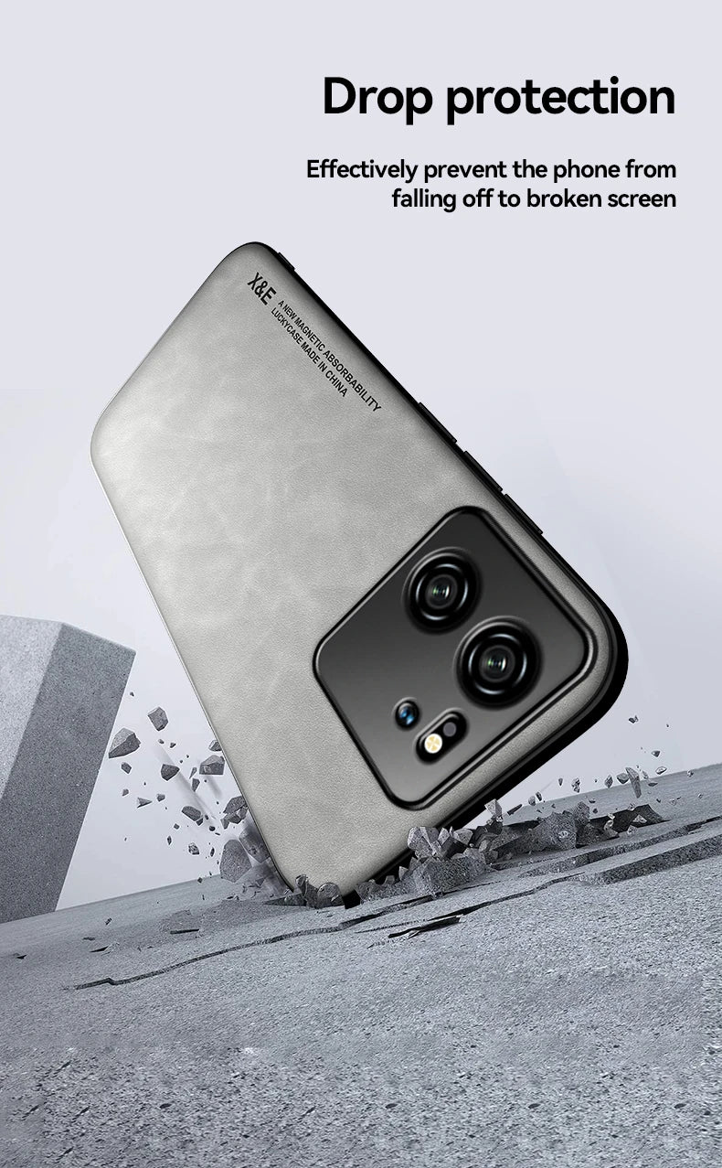 Luxury Leather Case For Xiaomi Mi 13T 12T 11T 10T Pro Cover With Metal Plate Support Car Hold