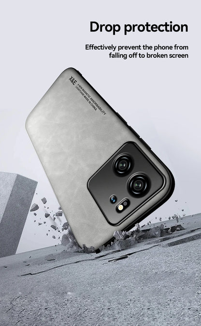 Luxury Leather Case For Xiaomi Mi 13T 12T 11T 10T Pro Cover With Metal Plate Support Car Hold