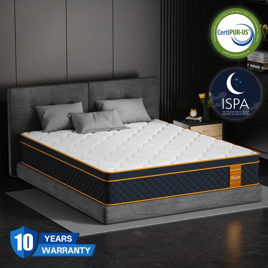 CD01 Mattress, 7 zones, H3 Hardness with Breathable 3D Fabric, Adaptive Foam, and Double-sided Design for Year-round Comfort,