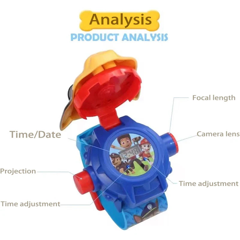 Paw Patrol 3D Projection Digital Watch Toy Set Dog Puppy Patrulla Canina Anime Action Figures Model Toy Marshall Chase Kid Gift