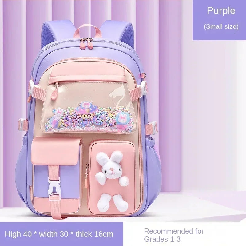 Mochila escolar ligera Kawaii para niñas de primaria 2025, impermeable, colorida, de viaje, ideal como regalo.