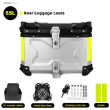 KEMIMOTO 45L/55L/65L Motorcycle Aluminum Case Tail Box Trunk with backrest Universal Top Tail Rear Luggage Tool Storage Box