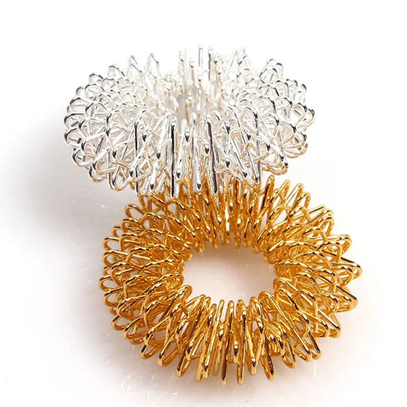 Juego de 10 anillos de acero inoxidable para masaje de dedos, anillo de acupuntura para terapia, relajación de manos, circulación sanguínea, alivio del dolor, cuidado de la salud.