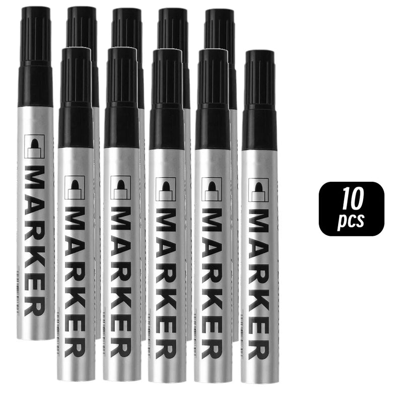 Permanent Paint Marker Pen Waterproof Black Pen for Tyre Oily Markers Quick Drying Signature Pen Stationery Supplies