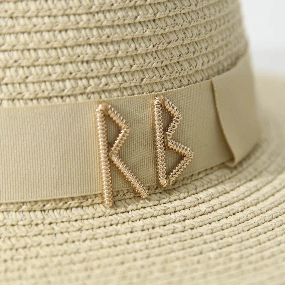 Summer Straw Hats for Women Ribbon Decoration Elegant Ladies Party Dress Hats Travel Beach Sun Hat Chapeau Femme
