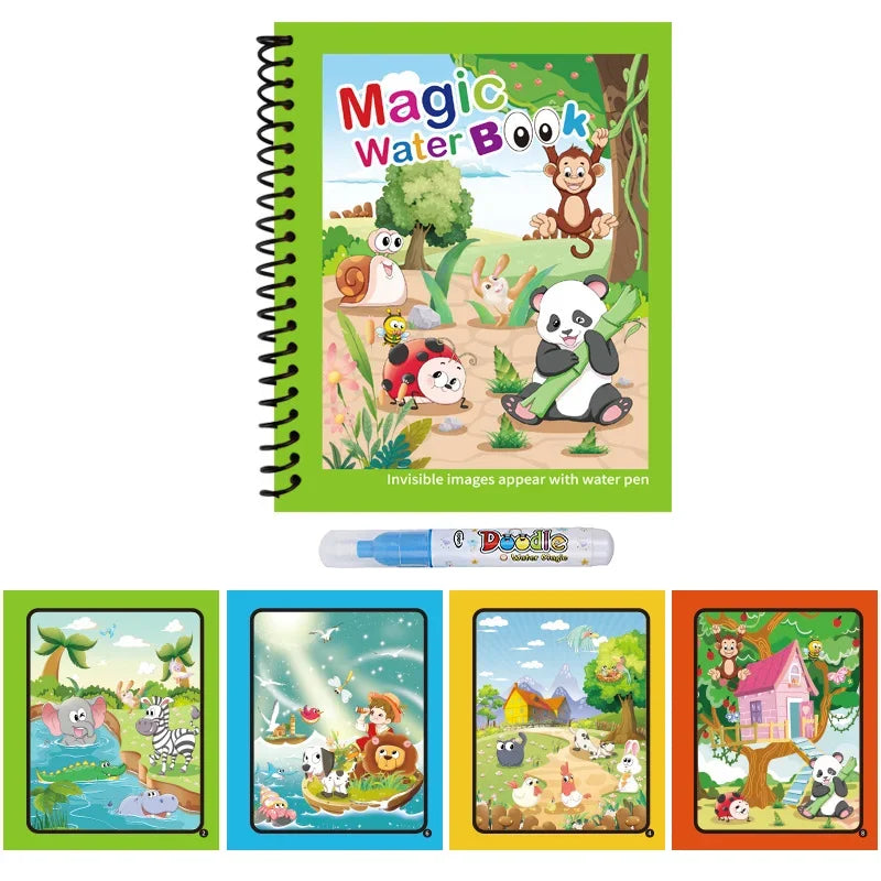 1 Livro de Colorir Infantil com Caneta de Água Recarregável (Livro Mágico de Desenho com Água) – Brinquedo Educativo de Desenho e Aprendizado