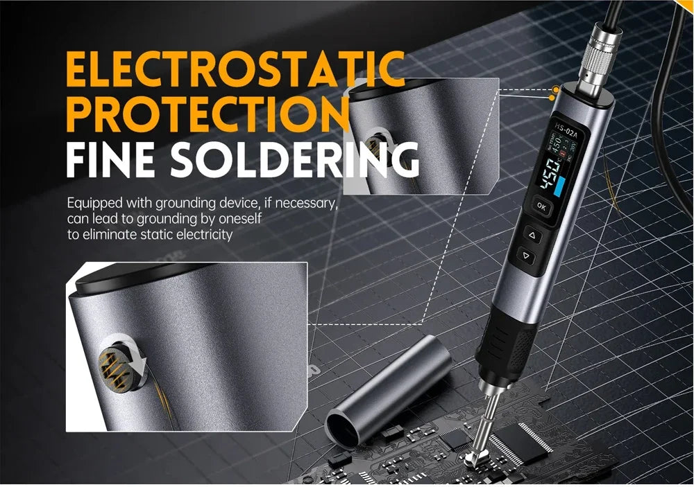 FNIRSI HS-02 Smart Electric Soldering Iron 100-450℃ Temp Adjustable PD 100W Portable Welding Rework Station Solding Irons Kit