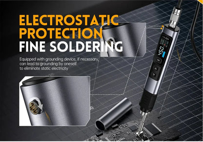 FNIRSI HS-02 Smart Electric Soldering Iron 100-450℃ Temp Adjustable PD 100W Portable Welding Rework Station Solding Irons Kit