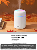 300ml Aromatherapy Diffuser Humidifier Air Purifier Car Home Use Seven-color Light Aromatherapy Essential Oil