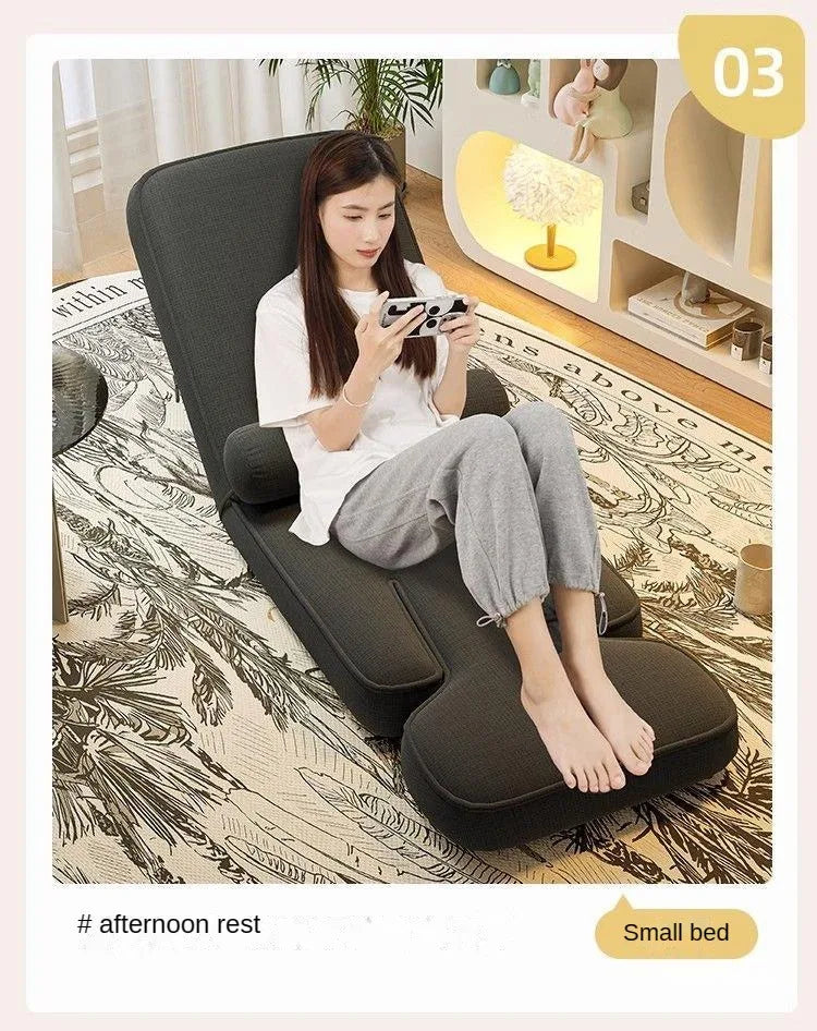 4in1 Adjustable Chaise Lounge Sofa, Floor Lazy Sofa Bed, 15-Position Folding Padded Lounger Bed with Pillow Chaise Couch