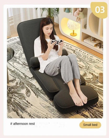 Sofá chaise longue ajustable 4 en 1, sofá cama de suelo, tumbona acolchada plegable de 15 posiciones con almohada.