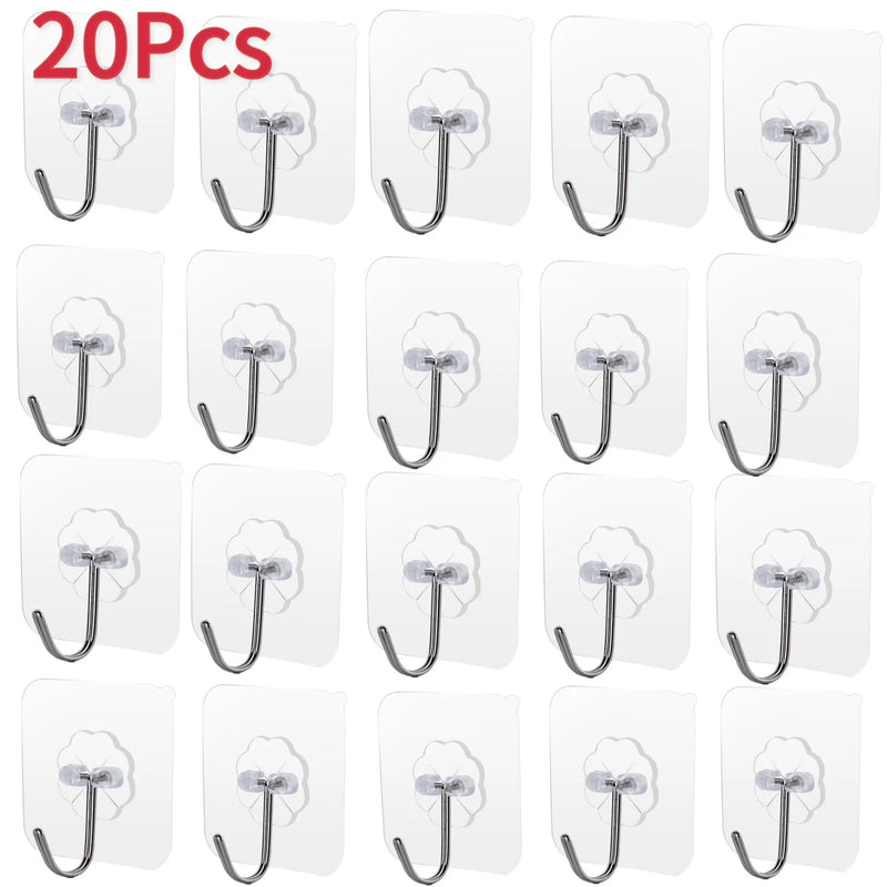 Transparent Self Adhesive Wall Hooks Heavy Duty Multi-Purpose Wall Hook Key Holder Towel Holder For Kitchen Bathroom Accessories