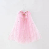 Summer Girl Princess Party Accessories Cloak Snow Queen Elsa Anna Costume Cape Rapunzel Aurora Sequins Tulle Halloween Mantle