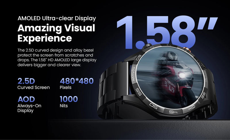 HAYLOU Solar 5 Voice Calling Smartwatch 1.58'' AMOLED Display 60Hz Smart Watch 24H Health Monitoring Sports Smartwatch for Men