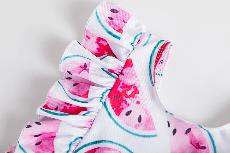 One Piece Girl Swimsuits 1 2 3 4 5 Year Baby Printed Swimwear Summer Beach Bathing Bikini Clothes Kids Bow Seaside Swimming Wear