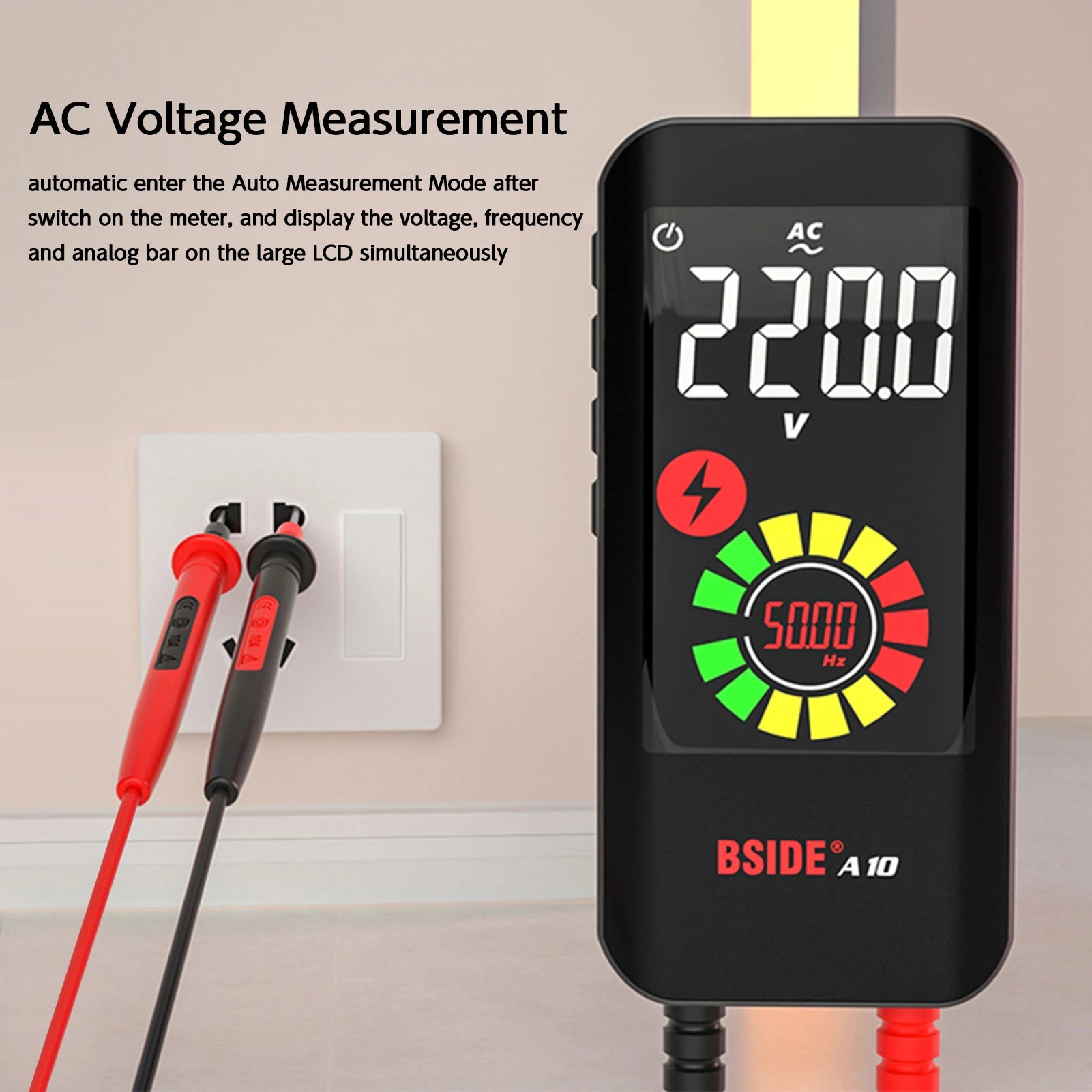 Multímetro EMF inteligente BSIDE S20/A10/A1, 9999 cuentas, recargable, monitor de radiación, voltímetro CA/CC, ohmímetro, prueba
