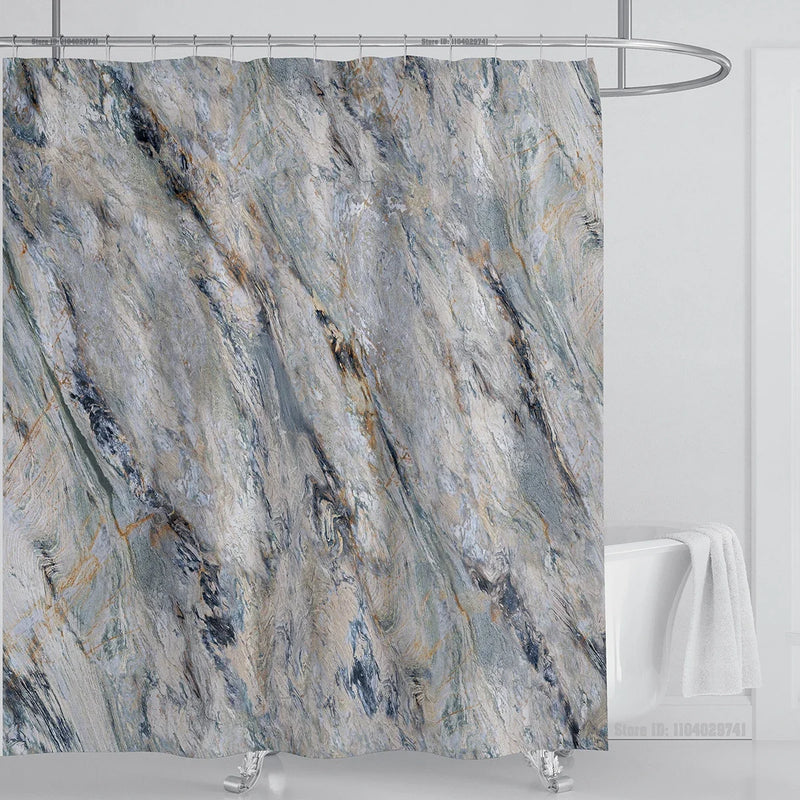 Cortina de ducha impermeable de mármol, cortina de ducha impermeable para decoración de baño, cortina de ducha impresa, lavable, con ganchos