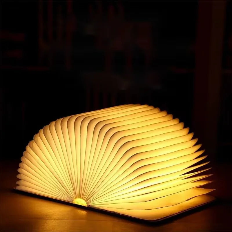 Led livro de madeira lâmpada crianças luz leitura usb lâmpada mesa cabeceira 3 cores quarto arte decoração luz da noite para crianças presente aniversário
