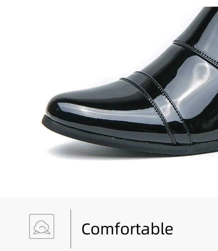 Fashion Buckle Leather Shoes For Men Big Size 46 Pointed Dress Shoes Man Quality Bussiness High Heels Shoes Man chaussure hommes