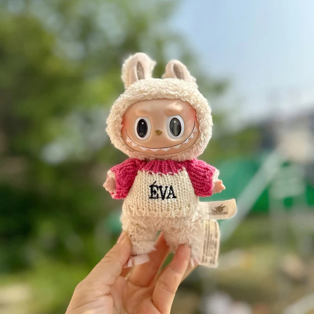 Mini Roupa Boneca de Pelúcia Acessórios para Bonecas Labubu Idol, Camisola e Calças, Roupa Infantil DIY, Presente Fofo, 17cm, 1 Conjunto