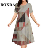 2026 New Women's Dresses 9XL Plus Size Striped Tie Dye Print Summer Elegant Loose Short Sleeve Dresses Fashion Oversized Clothes