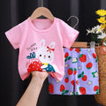 New Boys Summer Clothing Set Full Bear Print Cotton Short Sleeve T-shirts and Shorts 2PCS Breathable Outfit For Girls